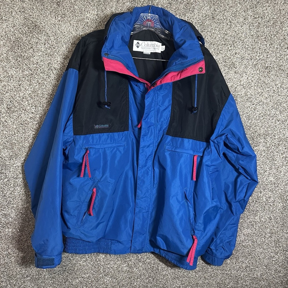 Vintage Columbia Vamoose Windbreaker Light‎ Jacket Large Blue N Shell Only Hood